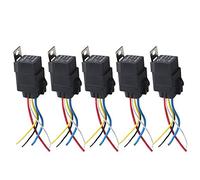 HOUTBY™ 5Pack Universal Car Auto Heavy Duty 12V 40A SPDT Relay Socket Plug Wire 5Pin Waterproof Seal Iron Kit