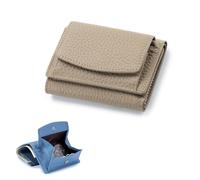 Houtndguter 2025 New Genuine Leather RFID Blocking Card Holder Organizer Pocket Mini Wall, Foldable Slim Compact RFID Wallet (Light Coffee)