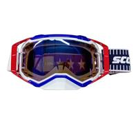 Houvou Motorcycle Goggles, MTB Goggles, Windproof Dustproof UV Protection Eyewear for Riding, Dirt, Ski, ATV, Racing(Red and blue frame blue lens)