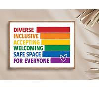 HOUVSSEN LGBTQ Flag Poster Rainbow Diversity Art Classroom Decor Educational Wall Art Equality S Diversity Inclusion Rainbow Pride Metal Tin Signs Plaque Iron Painting Wall Decor Art 8x12 Inch