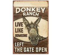 HOUVSSEN Metal Signs Funny Donkey Ranch Gate Open Vertical Poster 6x8 Inch