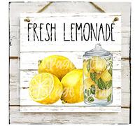 HOUVSSEN Square Metal Tin Sign Signwall Hanging Handmade Square Plaque/Fresh Lemonade Summer Drink Lemon Market FarmhouseMetal Tin Sign Signs Fo for Home Decor 8x8inch