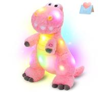 Houwsbaby Brand LED Glowing Night Light Dinosaur Stuffed Animal Soft Plush Toy Hugging Gift for Kids Boys Girls Decoration Holiday Christmas,12.5inch (Pink)