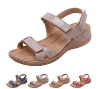 HOUXIANDOU Retro Comfort Orthopedic Sandals 2024,Women's Orthopedic Arch Support Sandals,Comfortable Open Toe Ankle Strap Sandals (Grey,42)