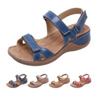 HOUXIANDOU Retro Comfort Orthopedic Sandals 2024,Women's Orthopedic Arch Support Sandals,Comfortable Open Toe Ankle Strap Sandals (Blue,40)