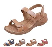HOUXIANDOU Retro Comfort Orthopedic Sandals 2024,Women's Orthopedic Arch Support Sandals,Comfortable Open Toe Ankle Strap Sandals (Brown,42)