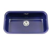 Houzer PCG-3600 NB Porcela Series Porcelain Enamel Steel Undermount Single Bowl Kitchen Sink, Large, Navy Blue