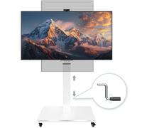 Hovadova Rolling TV Stand with Hand Crank Lift,Wheels,Mobile TV Cart for 42-75inch TVs with Rotating,Portrait to Landscape,Free Height Adjustable Portable TV Stand,110lbs Load,Max VESA 600x500mm