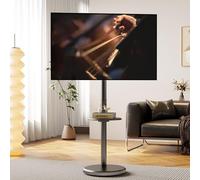 Hovadova Rolling TV Stand with Wheels for 10-46 Inch Flat Screen TVs Up to 88lbs, Height Adjustable Portable TV Stand with Tilting & Rotating, Mobile TV Cart with with Shelf/Tray, Max VESA 200x200mm