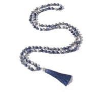 Hovaete 108 Mala Beads Natural Stone Japamala Yoga Prayer Rosary Meditation Hand Knotted Beaded Tassel Necklace for Women Men, long, Stone, No Gemstone