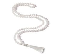 Hovaete 108 Mala Beads Natural Stone Japamala Yoga Prayer Rosary Meditation Hand Knotted Beaded Tassel Necklace for Women Men, long, Stone, No Gemstone