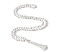 Hovaete 108 Mala Beads Natural Stone Japamala Yoga Prayer Rosary Meditation Hand Knotted Beaded Tassel Necklace for Women Men, long, Stone, No Gemstone