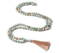 Hovaete 108 Mala Beads Natural Stone Japamala Yoga Prayer Rosary Meditation Hand Knotted Beaded Tassel Necklace for Women Men, long, Stone, No Gemstone