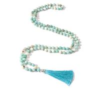 Hovaete 108 Mala Beads Natural Stone Japamala Yoga Prayer Rosary Meditation Hand Knotted Beaded Tassel Necklace for Women Men, long, Stone, No Gemstone