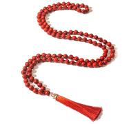 Hovaete 108 Mala Beads Natural Stone Japamala Yoga Prayer Rosary Meditation Hand Knotted Beaded Tassel Necklace for Women Men, long, Stone, No Gemstone