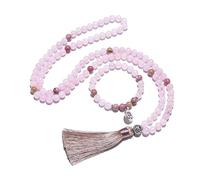 Hovaete 108 Mala Prayer Beads Necklace 8mm Natural Stones Meditation Yoga Jewelry Sets 108 Hand Made Japa Mala Beaded Long Tassel Necklace with Tassel Pendant for Men and Women, long, Stone, Tigers