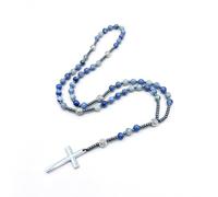 Hovaete Handmade 8mm Catholic Rosary Beads Necklace with Crucifix Cross, 59 Count Prayer Bead Chain, Christian Religious Jewelry for Baptism, First Communion, Christmas Gift for Men Women, long, Stone