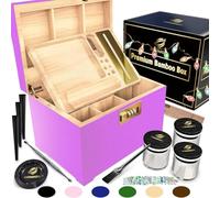 HOVANZO Premium Large Bamboo Storage Box with Combination Lock - Decorative Box Set - Large Wooden Container - Decorative Wood Storage with Accessories - Wood Kit with Glass Jars