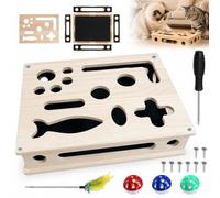 HOVCEH 2-in-1 Cat Scratching Puzzle Box, Activity Box, Claw File with 3 Bell Balls, Cat Claw Care Toy, Interactive Cat Toy Wood, Cat Scratching Board for Indoor Cats Scratching