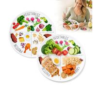 HOVCEH 2 Pcs Portion Control Plates for Adults, 10 Inch Portion Control Plates for Balanced Eating, Healthy Nutrition Plate, Melamine Divider Plates, Perfect for Balanced Eating and Diet Management