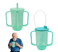 HOVCEH 350 ml Elderly Spill Proof Cups, 2Pcs Unspillable Cup, Elderly Drinking Cup, Adult Sippy Cups with Lid and Straw, Patient Feeding Cup for The Elderly, Disabled, Hospital and Convalescent Care