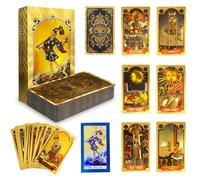 HOVCEH 78-Piece Gold Foil Tarot Deck, Golden Tarot Cards with 36 Page Travel Guide, PVC Tarot Cards, Waterproof and Wrinkle Free, Tarot Cards Decks for Beginners (Gold)