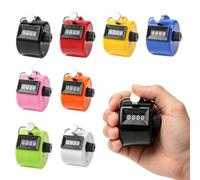HOVCEH 8 Pieces Hand Held Counter, 4 Digits Manual People Counter, Mechanically Hand Counts with Hooks, Portable Handheld Clicker Counter for Golf, Jersey, Sports and Teaching (8 Colors)