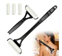 HOVCEH Back Cream Aid with 4 Interchangeable Rollers, Back Cream Aid with Long Handle, Foldable Self-Tanning Sunscreen Applicator for Lotion, Sun Cream