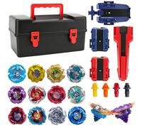 HOVCEH Battling Tops Set, 12 Pieces Battle Spinning Tops, Bay Burst Starter Set with 3 Launcher and Portable Storage Box, Metal Fusion Gyro Game for Birthday