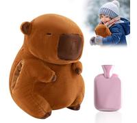 HOVCEH Capybara Hot Water Bottle, Warm Hand Plush Pillow with 500ml Thick Hot Water Bottle, Cute HotWaterBottle Plush, Removable Inner Container, Gifts for Girls, Children, Family and Friends