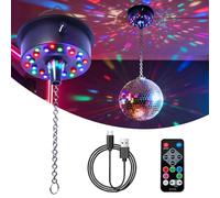 HOVCEH Mirror Ball Motor, Disco Ball Motor, Rotating Disco Ball Motorwith Remote Control & 30 LED Lights, Mirror Ball Spinner for DJ Party Weddings Christmas Nightclubs KTV