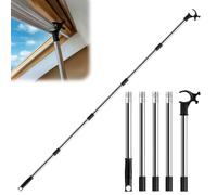 HOVCEH Window Handle Extension, 1.86 m Telescopic Rod, Roof Window Control Rod, Rod for Roof Windows, Stainless Steel, Window Opener Pole with Improved Hook for Roof Windows and Roller Blinds