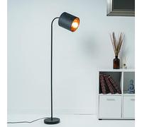 Hove Metal Floor Lamp with Velvet Grey Shade and Copper Lining