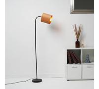 Hove Metal Floor Lamp with Velvet Ochre Shade and Copper Lining