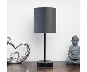 Hove Metal Table Lamp with Velvet Grey Shade