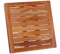 Hovea - Teak Wooden Bath Mat 50 x 50 cm - Water & Mold Resistant - Square Shower Mat - Duck Board Floor Tray Wood - Indoor, Outdoor - Non Slip - CB5050