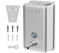 Hovea - Wall Mounted Soap Dispenser 1100ml - Stainless Steel - Rustproof & Leakproof - With Key Lock - For Dish Soap, Liquid Soap - Hand Wash Dispenser - Bathroom, Kitchen - SP1100