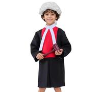 HoveeLuty 1 Set Halloween Costumes Kids Laywer Judge Costume, Includes Judge Robe with Collar, Gavel and Wig, Cosplay Costumes for Kids Halloween Dress Up Robe Wig Gavel