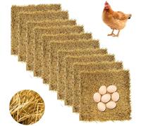 HoveeLuty 10-Pack Chicken Nesting Pads, Artificial Grass Nesting Box Pads for Laying Hens, Soft & Washable Coop Bedding Mat (Brown, 12"x12") Pad for Chicken Coop