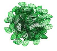 HoveeLuty 100Pcs Leaf Beads 0.39x0.71 Inch DIY Decorative Small Green Glass Leaf Beads for Jewelry Wind Chimes Craft Making Glass for Jewelry Making Green for