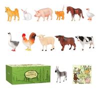 HoveeLuty 12Pcs Farm Animals Set, Realistic Farm Animal Toys Includes Rooster, Goat, Bull and More Educational Learning Toys Birthday Gift Cake Topper Animal Figurines for Kids Boys Girls