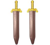HoveeLuty 2 Pcs Toy Sword with Sheath Halloween 19 In Long Medieval Knight Sword Safe Cosplay Fake Plastic for Play Fighting Toys for Boys Girls to playing Roman Warrior Fake Knight