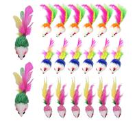 HoveeLuty 20PCS Cat Mouse Toy, 2" Colorful Mouse Toys for Cats with Feathers Tail Interactive Cat Balls Plush Toys for Indoor Cats Pet Balls Pet for