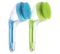 HoveeLuty 2Pcs Dog Bath Brush with Shampoo Dispenser, Fine Teeth Pet Bath Brush for Dogs & Cats Pet Grooming Tool for Short and Long Hair Dog Shampoo Washing Shower