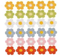 HoveeLuty 30Pcs Crochet Flower Cute DIY Sunflower Cloth Patch Knitted Flowers Decorative Sew on Floral Patches for Sewing Craft Accessories Knitted Flowers Crochet Flower Iron on Patches