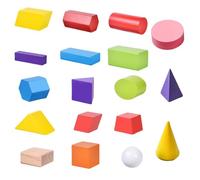 HoveeLuty 3D Shapes for Teaching, 18PCS Wooden Geometric Shapes Blocks, Preschool Learning Multicolored Pattern Blocks for Home School Supplies 3D Manipulatives Pattern Wooden