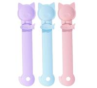 HoveeLuty 3Pcs Cat Strip Feeder Spoon, 3 Color Cat Shaped Strip Feeder, 10 Inch HIPS & PP Treat Spoon, Washable Reusable Spill-Proof Treat Squeeze for Owners Pet
