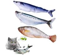 HoveeLuty 3Pcs Floppy Fish Cat Toy 7 Inch Simulation Fish Shape Realistic Moving Cat Toy Catnip Fillable Interactive Rechargeable for Kitten Kitty Toys Flopping Moving for Cats