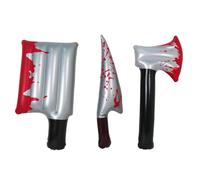 HoveeLuty 3Pcs Halloween Props, 16 Inch Simulation Blood Fake Axe with Blade & Knife, Scary Inflatable Props with Valve for Theme Parties Cosplay Performances Fake Axe Halloween Inflatable Prop