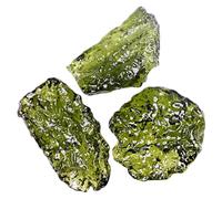 HoveeLuty 3Pcs Moldavite Crystal 1-3g Green Czech Meteorite Artificial Irregular Moldavite Stone Pendant for Jewelry Making Supplies, Stone Style Random Crystal Real Meteorite